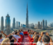 Dubai City Sightseeing Tour with hop on hop off red bus near Burj Khalifa