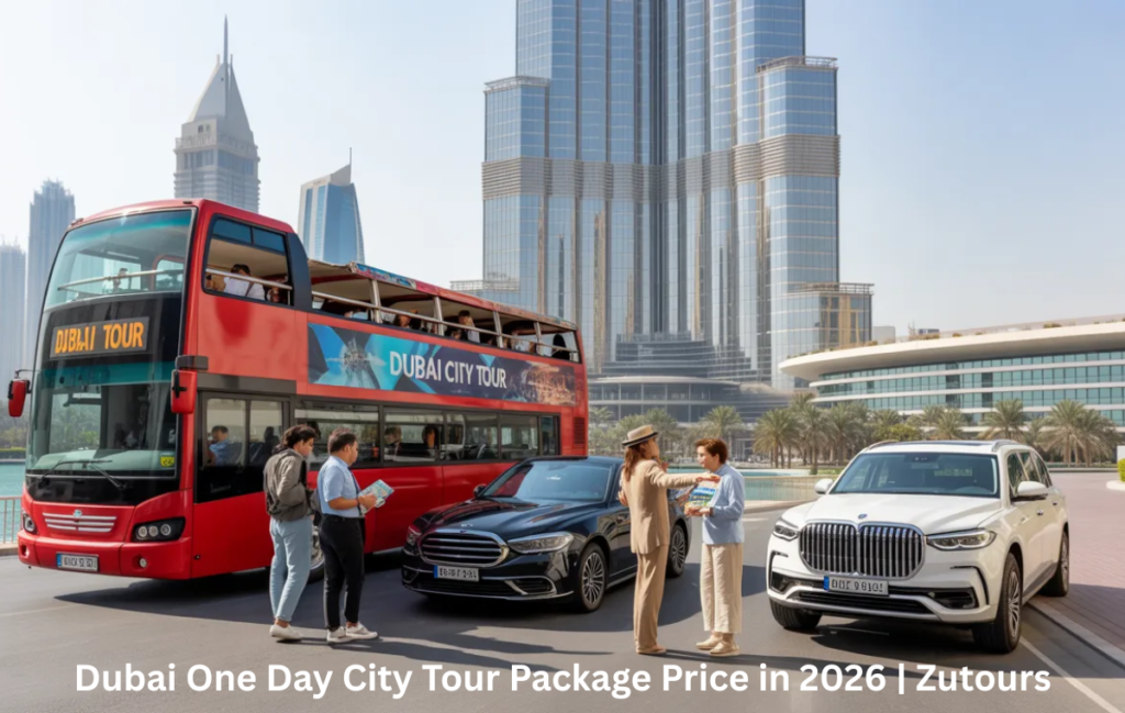 Dubai one day city tour package price options including bus and private car
