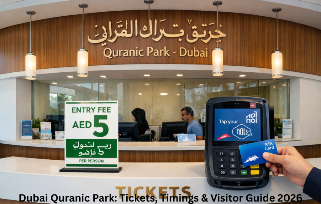 Quranic Park Dubai ticket counter and pricing
