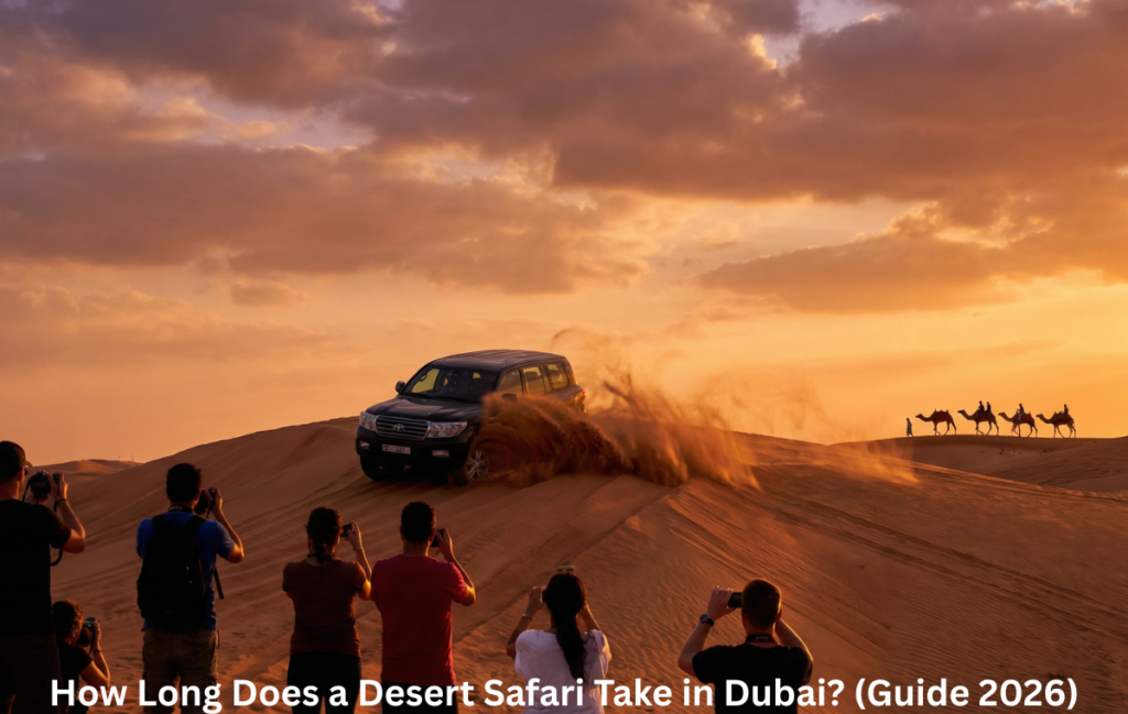 How long does a desert safari take in Dubai sunset dune bashing experience