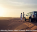 Private morning desert safari Dubai at sunrise with 4x4 Land Cruiser on red dunes