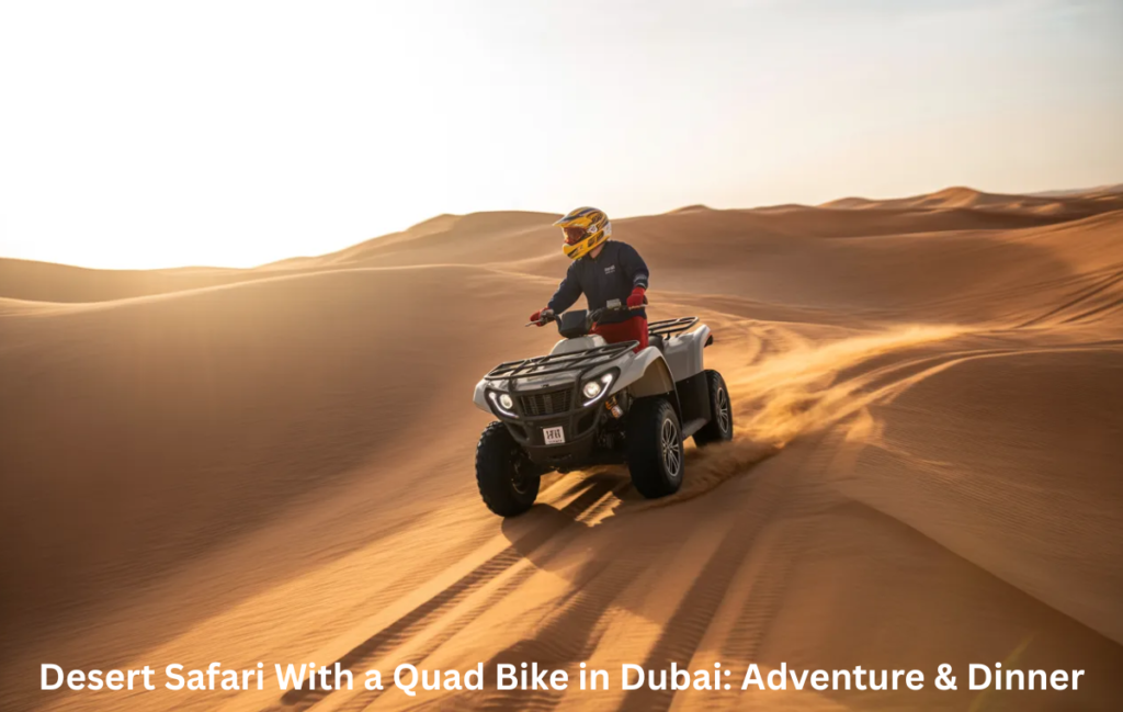 Quad biking across Dubai desert dunes