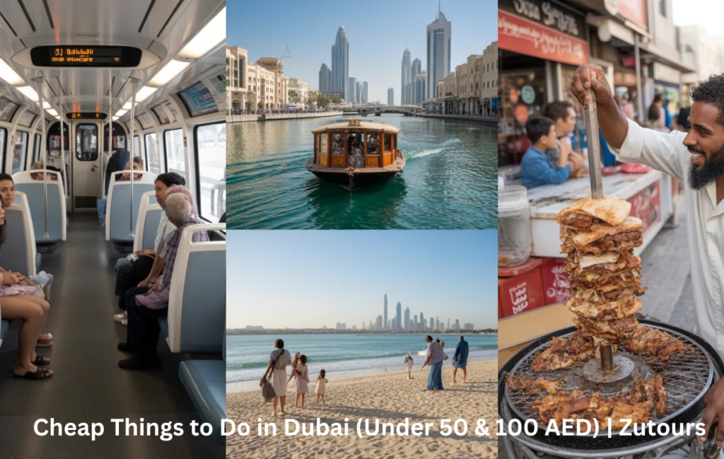 Dubai on a budget using metro, cheap food, and abra ride