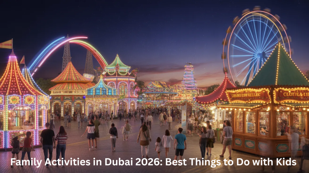 Weekend family activities in Dubai at Global Village night lights