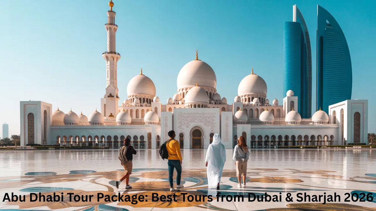 Abu Dhabi tour package with Sheikh Zayed Grand Mosque and city skyline