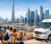 Dubai half day tour sightseeing view with Burj Khalifa skyline and city landmarks