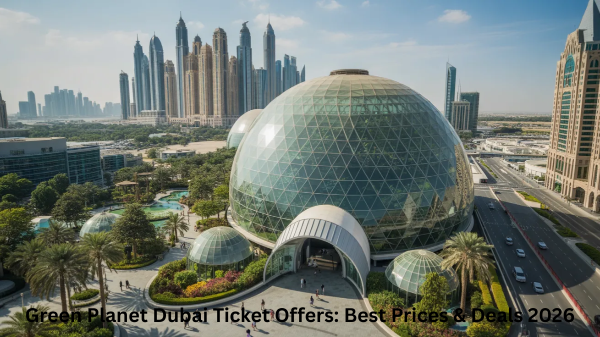 Green Planet Dubai biodome with rainforest experience and visitors