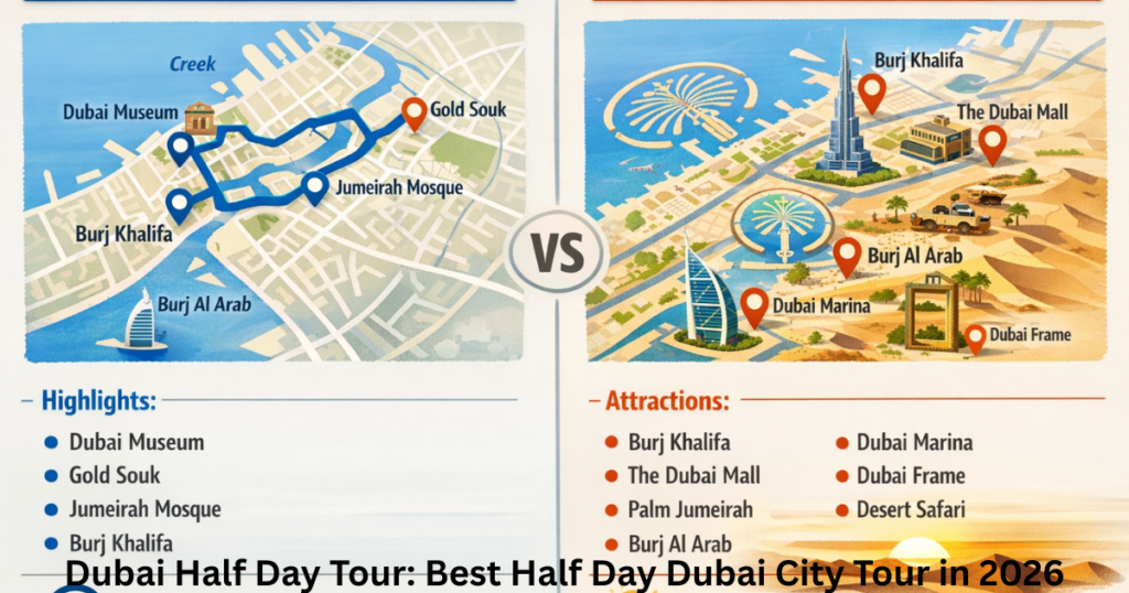 Half day Dubai tour compared with full day Dubai tour itinerary