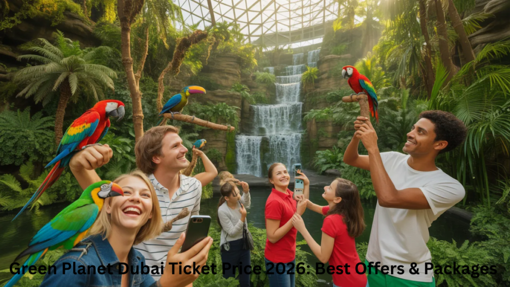 Visitors enjoying the indoor rainforest at Green Planet Dubai