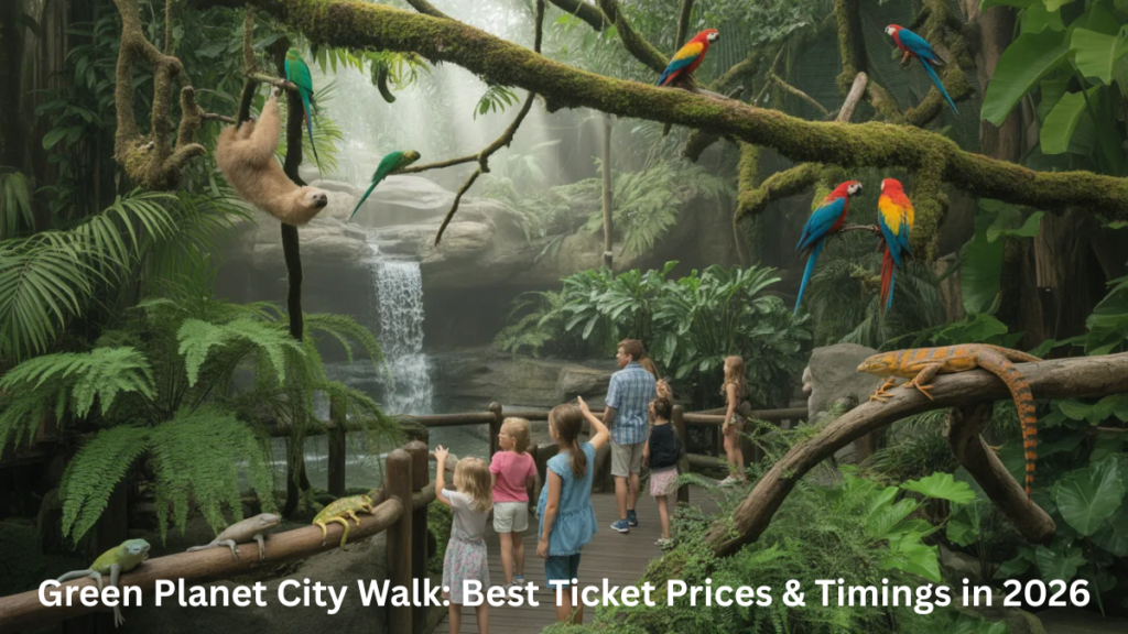 Animals and attractions inside Green Planet Dubai rainforest