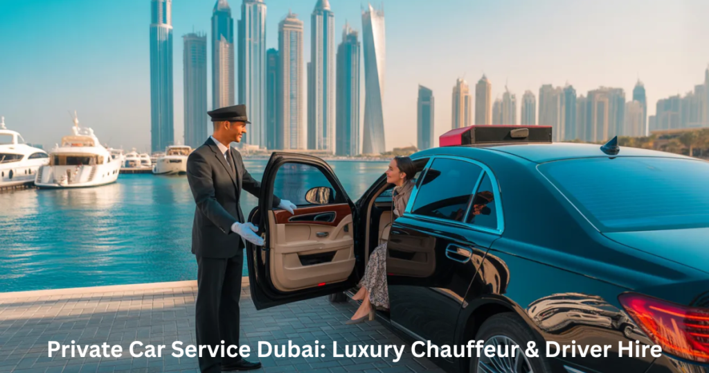Professional chauffeur service in Dubai helping passenger into luxury car