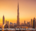 Dubai day tour skyline with Burj Khalifa, Marina and Palm Jumeirah at sunset