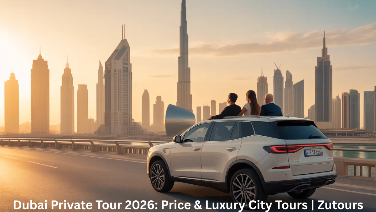 Dubai private tour with luxury car and Burj Khalifa view