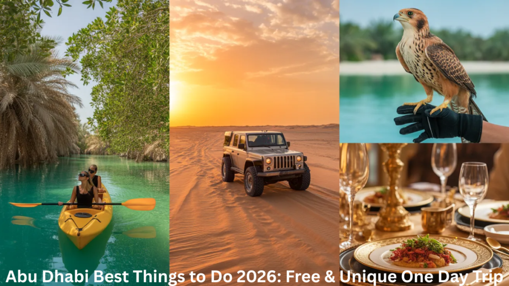 unique things to do in Abu Dhabi desert safari mangrove kayaking