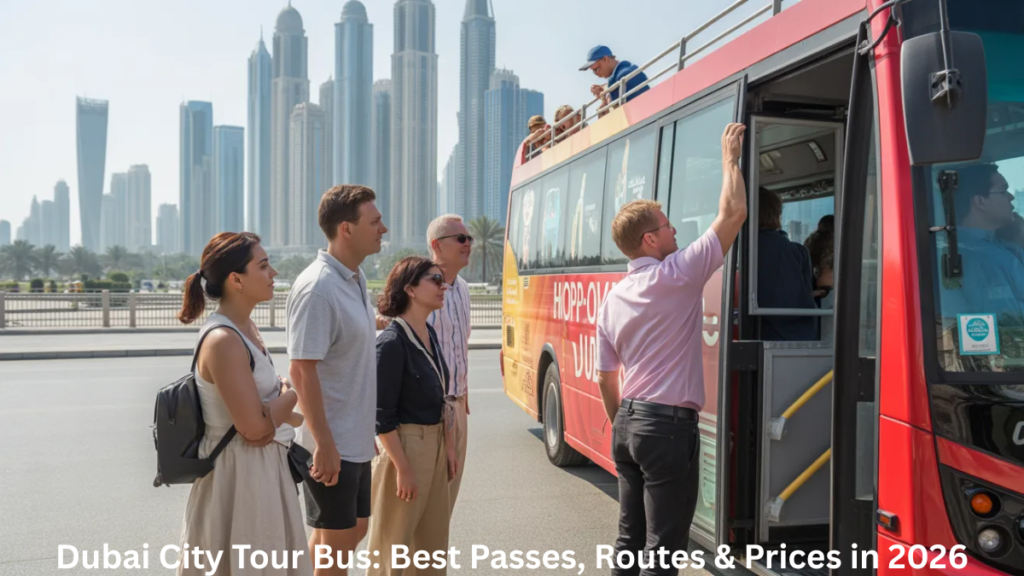 Dubai hop on hop off bus boarding experience for tourists