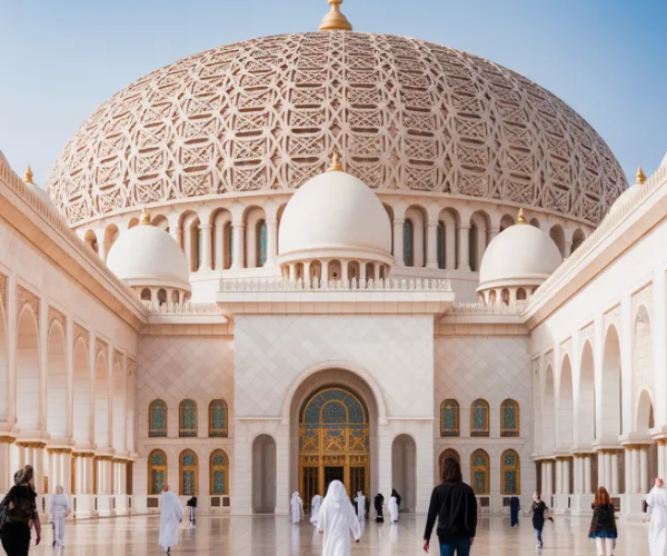 Majestic Qasr Al Watan Presidential Palace in Abu Dhabi visited during a city tour from Dubai Marina