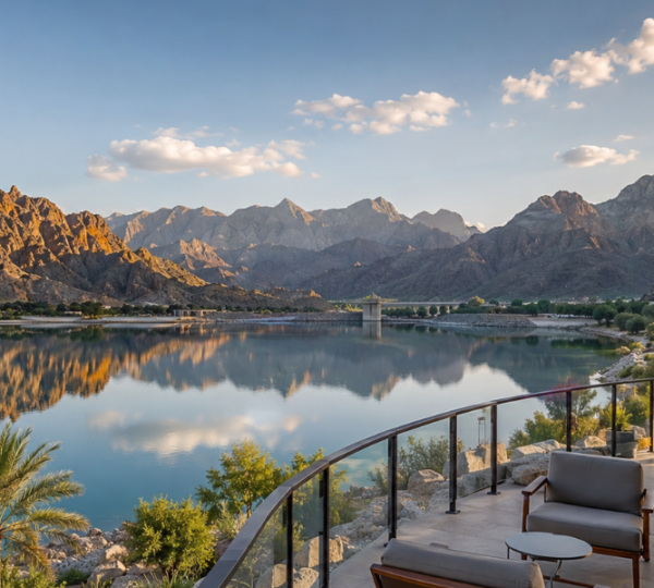 Al Rafisah Dam Scenic Views - Khor Fakkan Tour From Abu Dhabi Peaceful Al Rafisah Dam lake surrounded by Hajar Mountains on a Khor Fakkan tour from Abu Dhabi