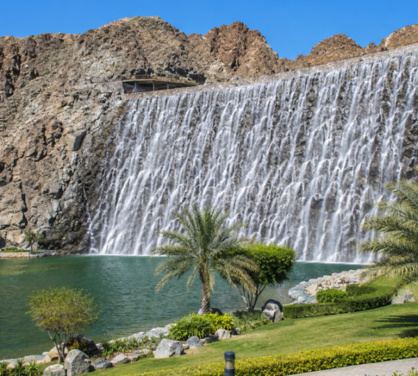 Khor Fakkan Waterfall & Corniche - Sightseeing Tour From Abu Dhabi Impressive man-made Khor Fakkan Waterfall near the corniche on a sightseeing tour from Abu Dhabi