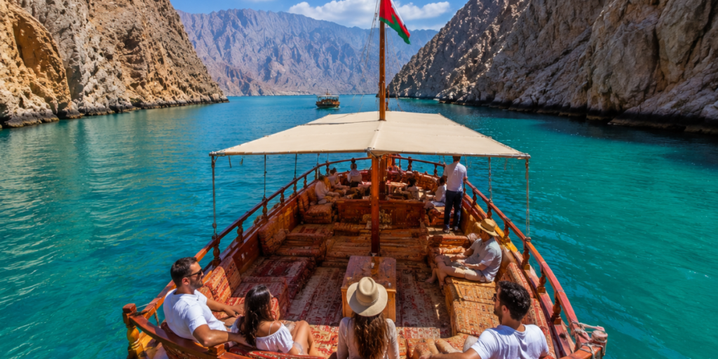 Traditional Khasab Musandam dhow cruise in the Musandam Fjords