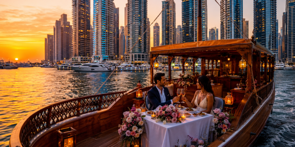 Private dhow cruise for couples in Dubai.