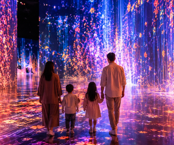 teamLab Phenomena Abu Dhabi โ Immersive Art Experience for Families Children interacting with colorful immersive digital art installations at teamLab Phenomena Abu Dhabi