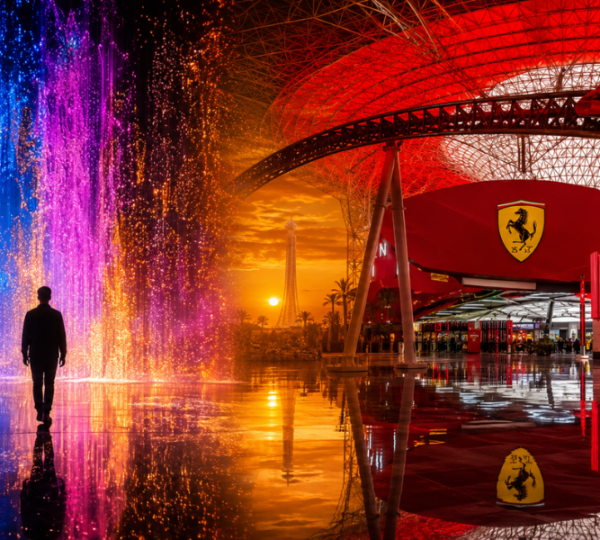 TeamLab Phenomena and Ferrari World Abu Dhabi Combo – Art & Adrenaline Tickets TeamLab Phenomena Abu Dhabi immersive digital art installation and Ferrari World roller coaster combo experience – art and adrenaline in Abu Dhabi