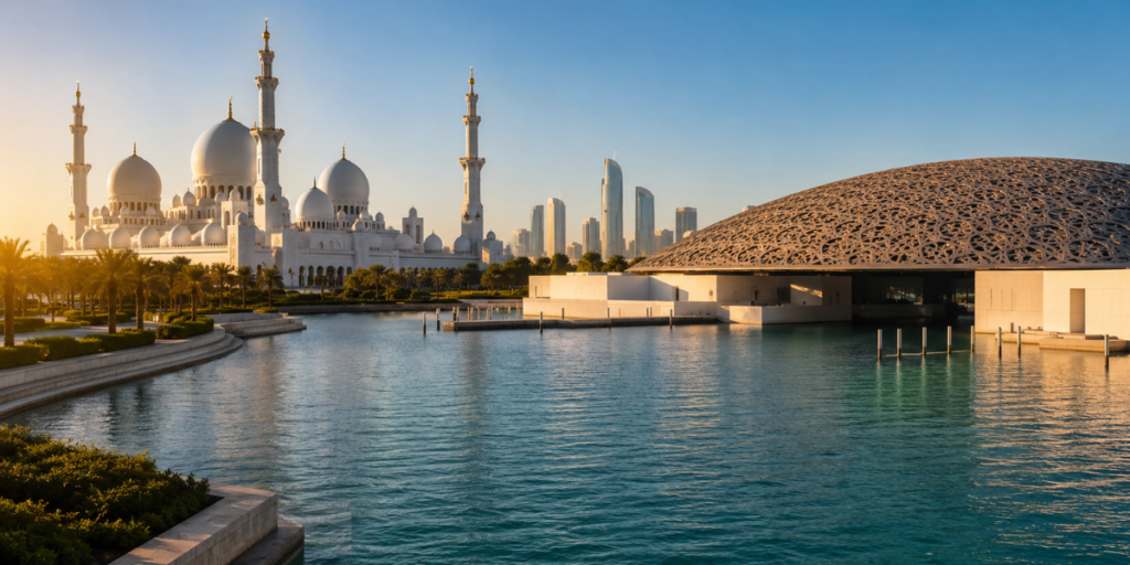 Grand Mosque and Louvre Tour Abu Dhabi featuring Sheikh Zayed Grand Mosque & Louvre Museum Tour in Abu Dhabi