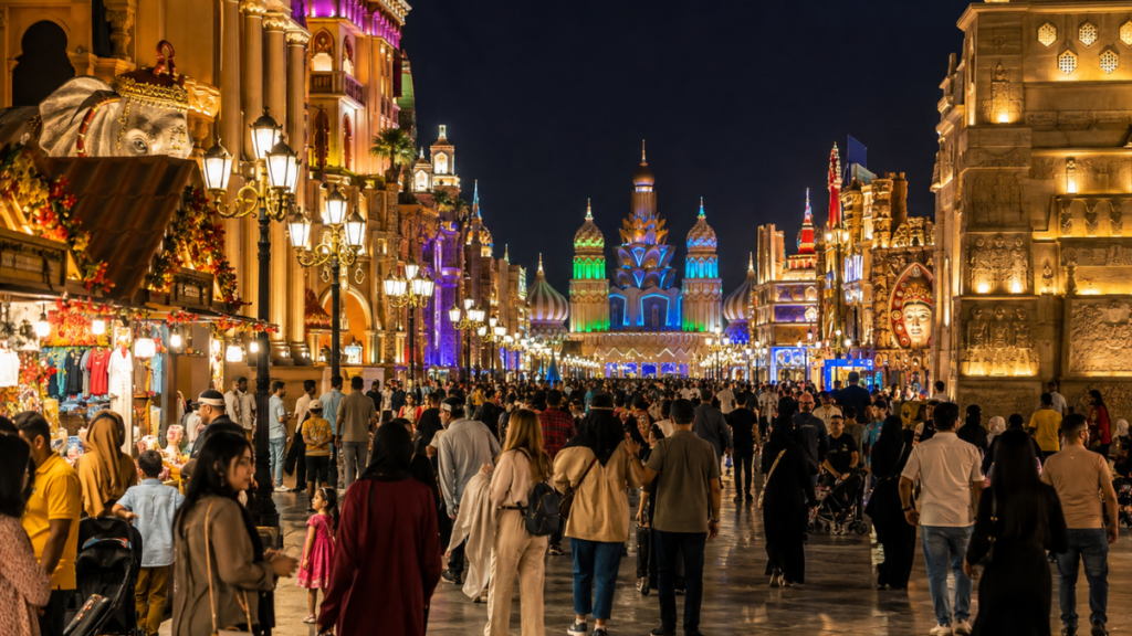 Visitors exploring the best things to do in Global Village Dubai