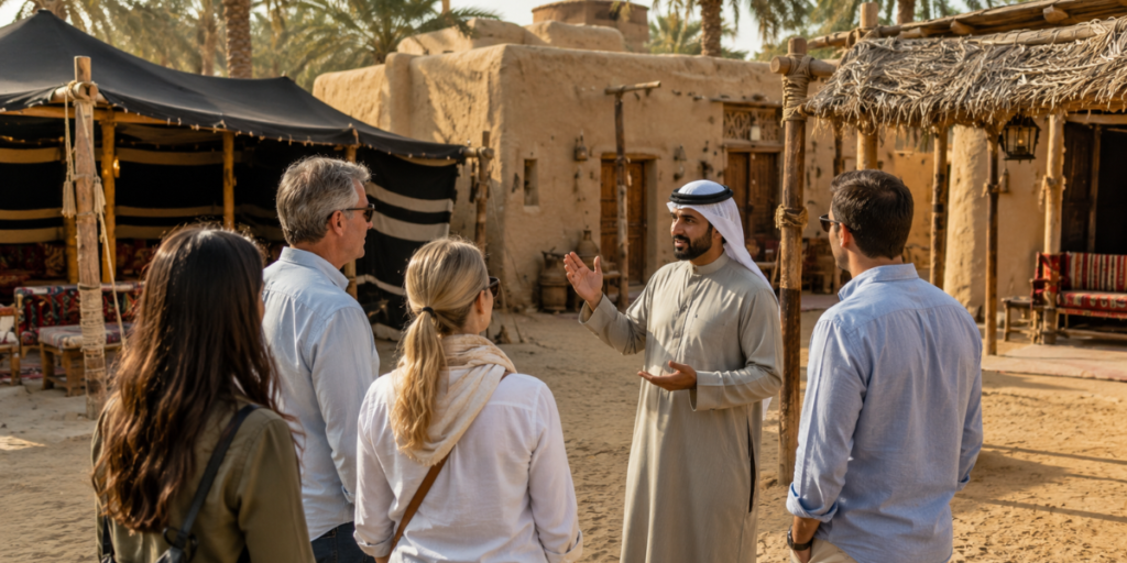 Private cultural tour exploring Heritage Village Abu Dhabi