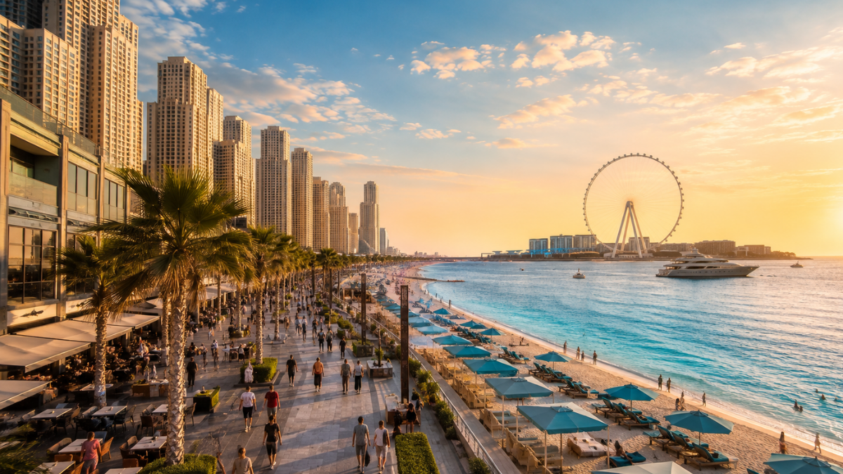 Things to do in JBR Dubai featuring JBR Beach, The Walk and Ain Dubai